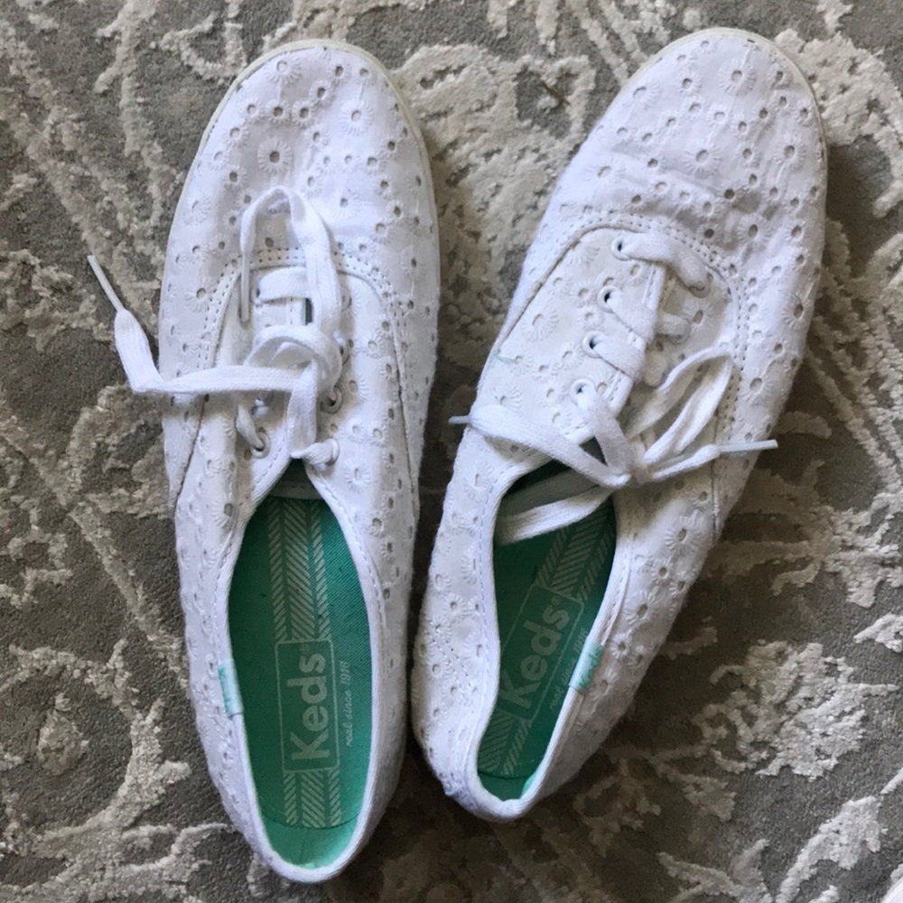 White eyelet Keds